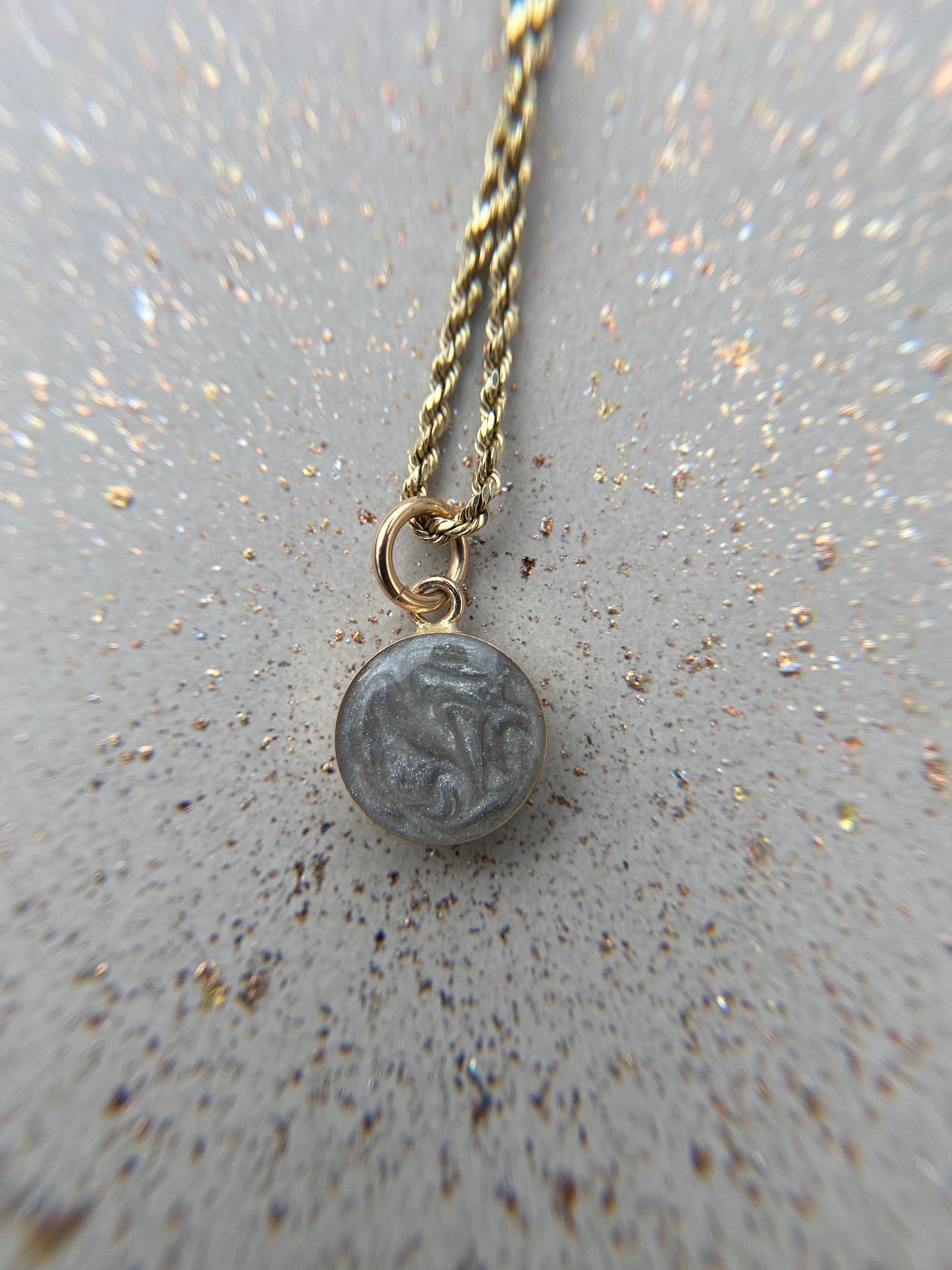 Haley Pendant necklace worn, preserving precious memory inclusion