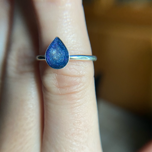 silver pear cremation ring