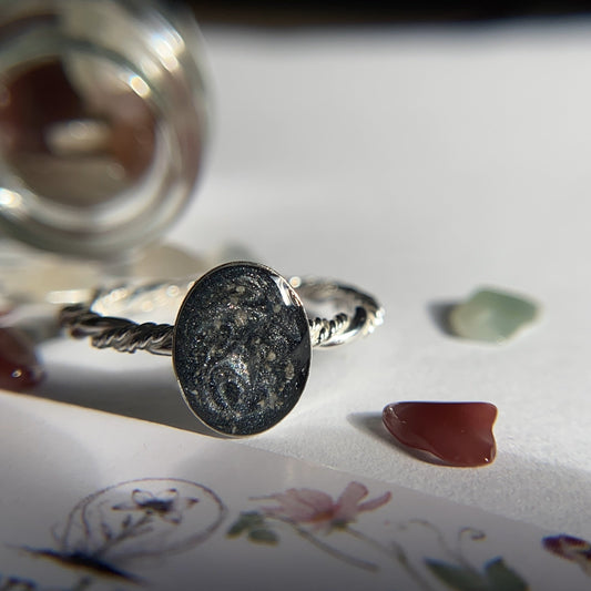 cremation ash twisted rope ring keepsake in sterling silver