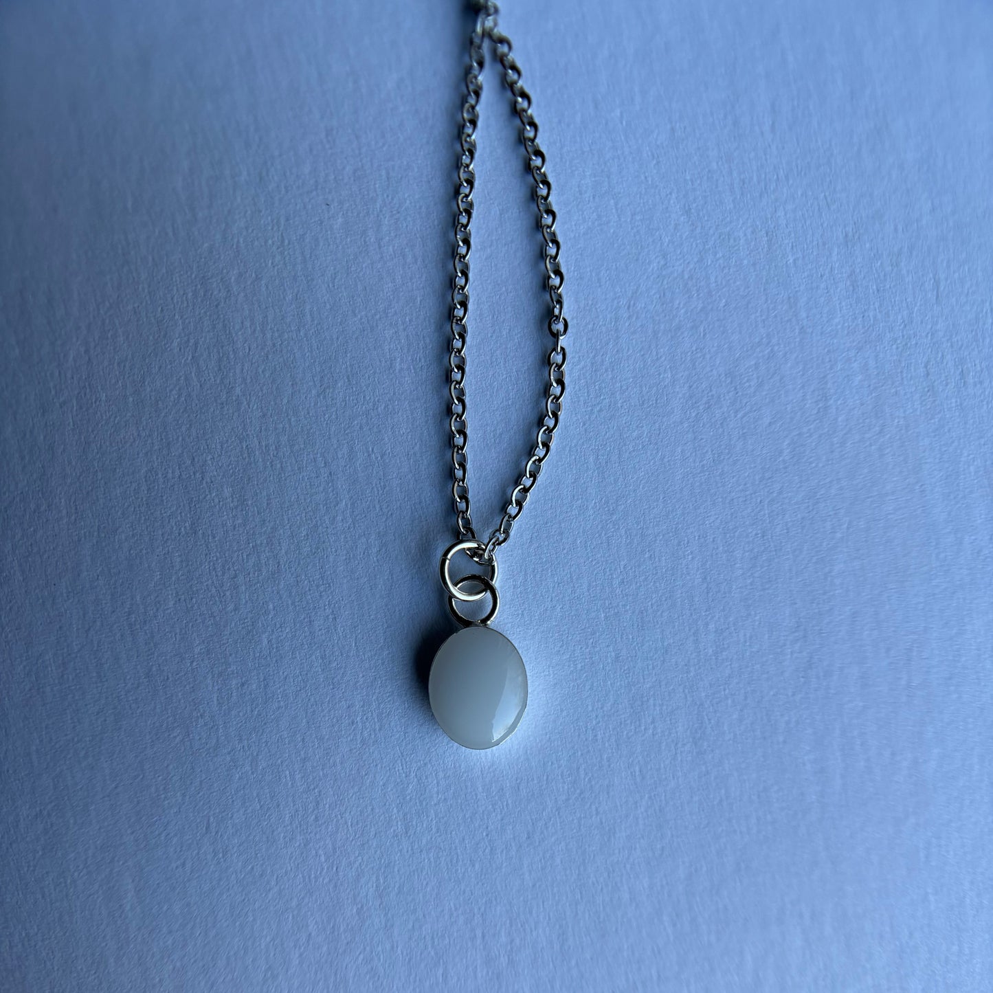 Small silver oval Pendant with ashes memorial jewelry