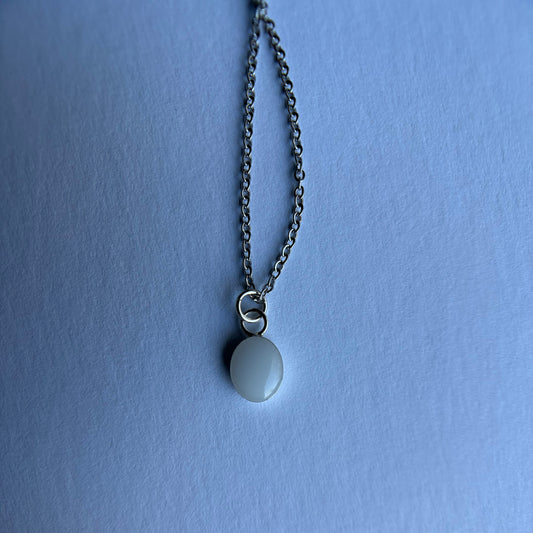 Small silver oval Pendant with ashes memorial jewelry