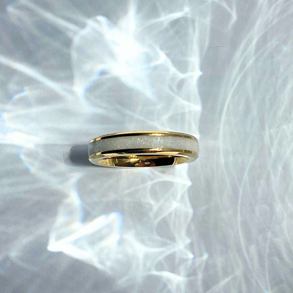 Addie Inlay Ring handcrafted to preserve breastmilk or ashes, crystal-infused memorial keepsake