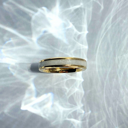 Addie Inlay Ring handcrafted to preserve breastmilk or ashes, crystal-infused memorial keepsake