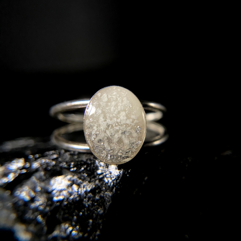 double band sterling silver ring with breastmilk