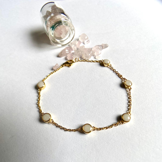 6 stone bracelet in gold for breastmilk or ashes