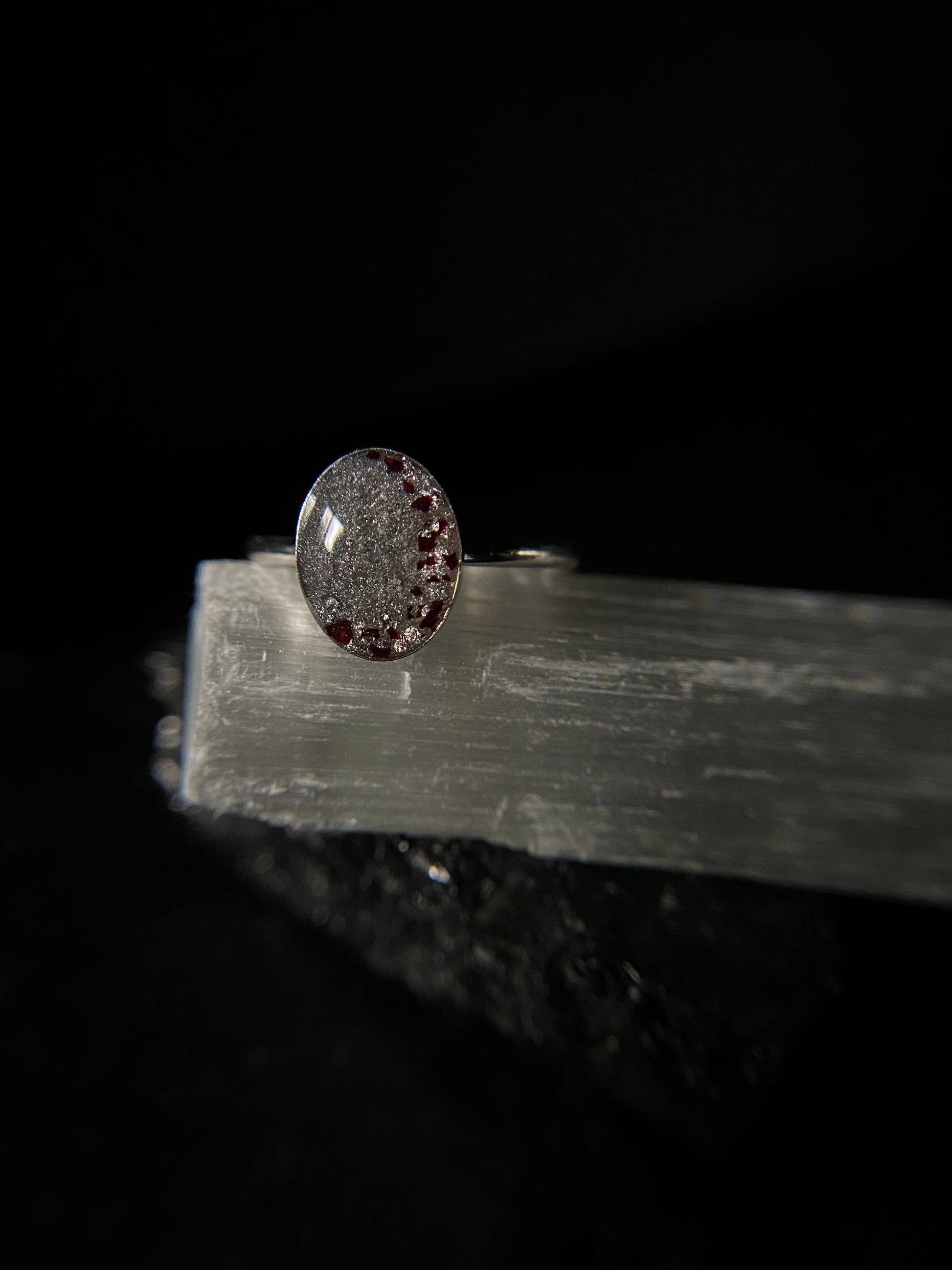 Charlotte Single Band Ring preserving ashes or breastmilk, crystal-infused memorial jewelry