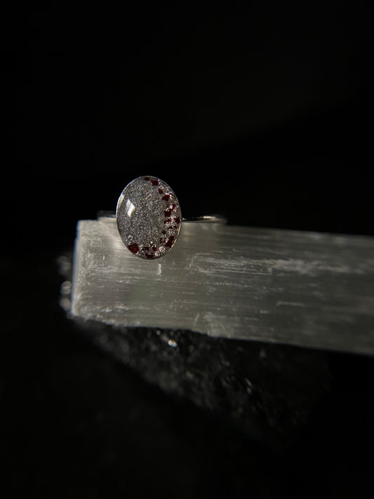 Charlotte Single Band Ring preserving ashes or breastmilk, crystal-infused memorial jewelry