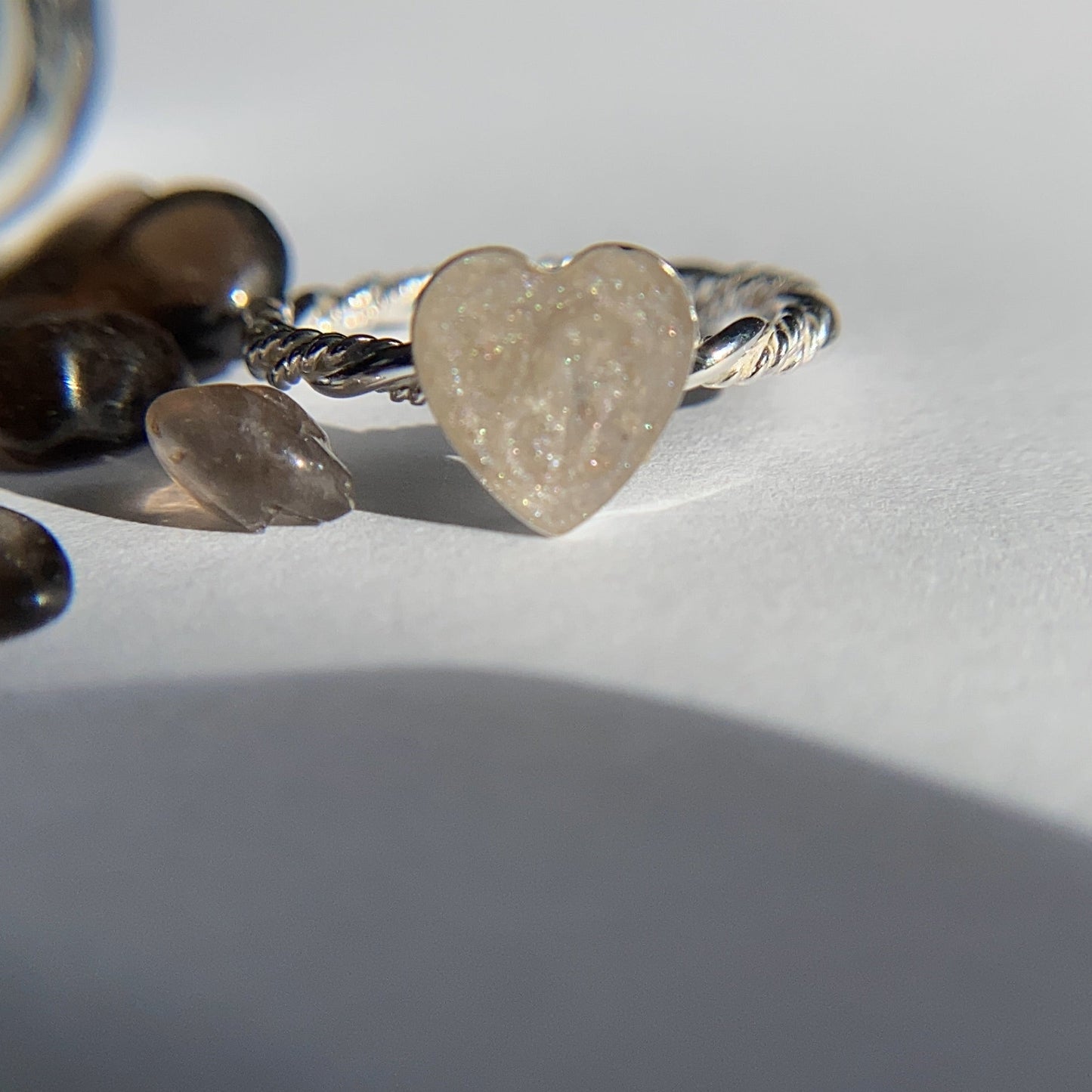 heart shaped ring with rope twist band