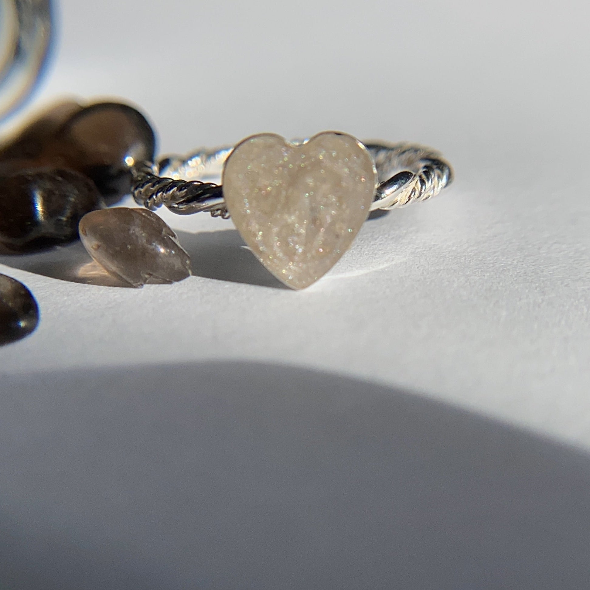 heart shaped ring with rope twist band