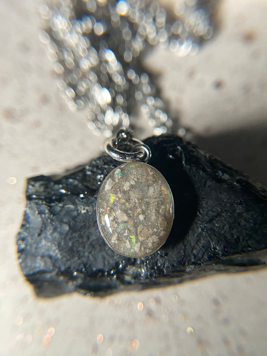 Kaia Pendant necklace worn, memory kept close to the heart