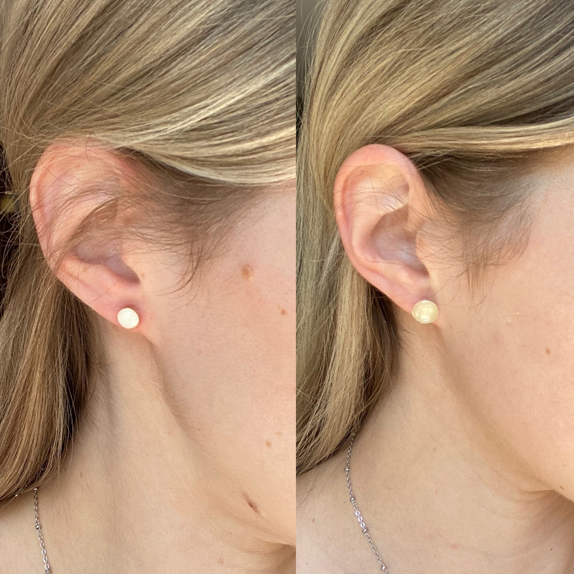 Kimberly Earrings worn, elegant memorial keepsake for carrying love and memory