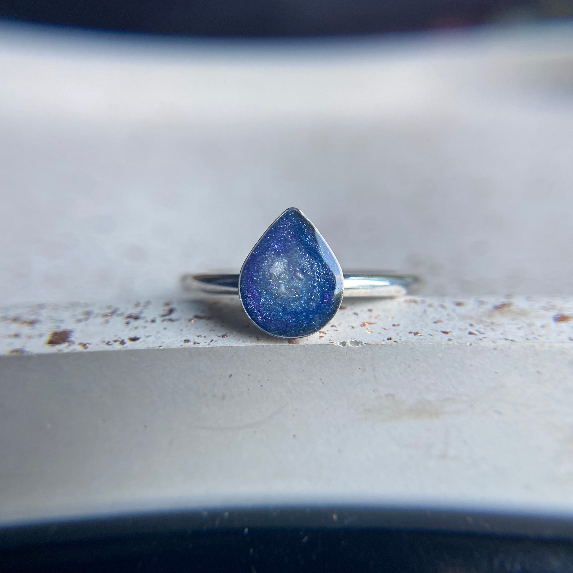 silver pear memorial ring