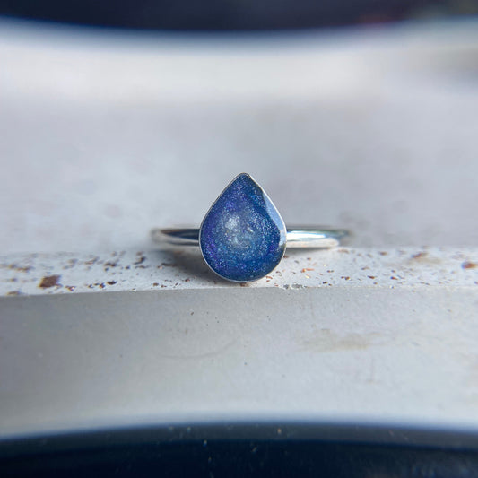 silver pear memorial ring