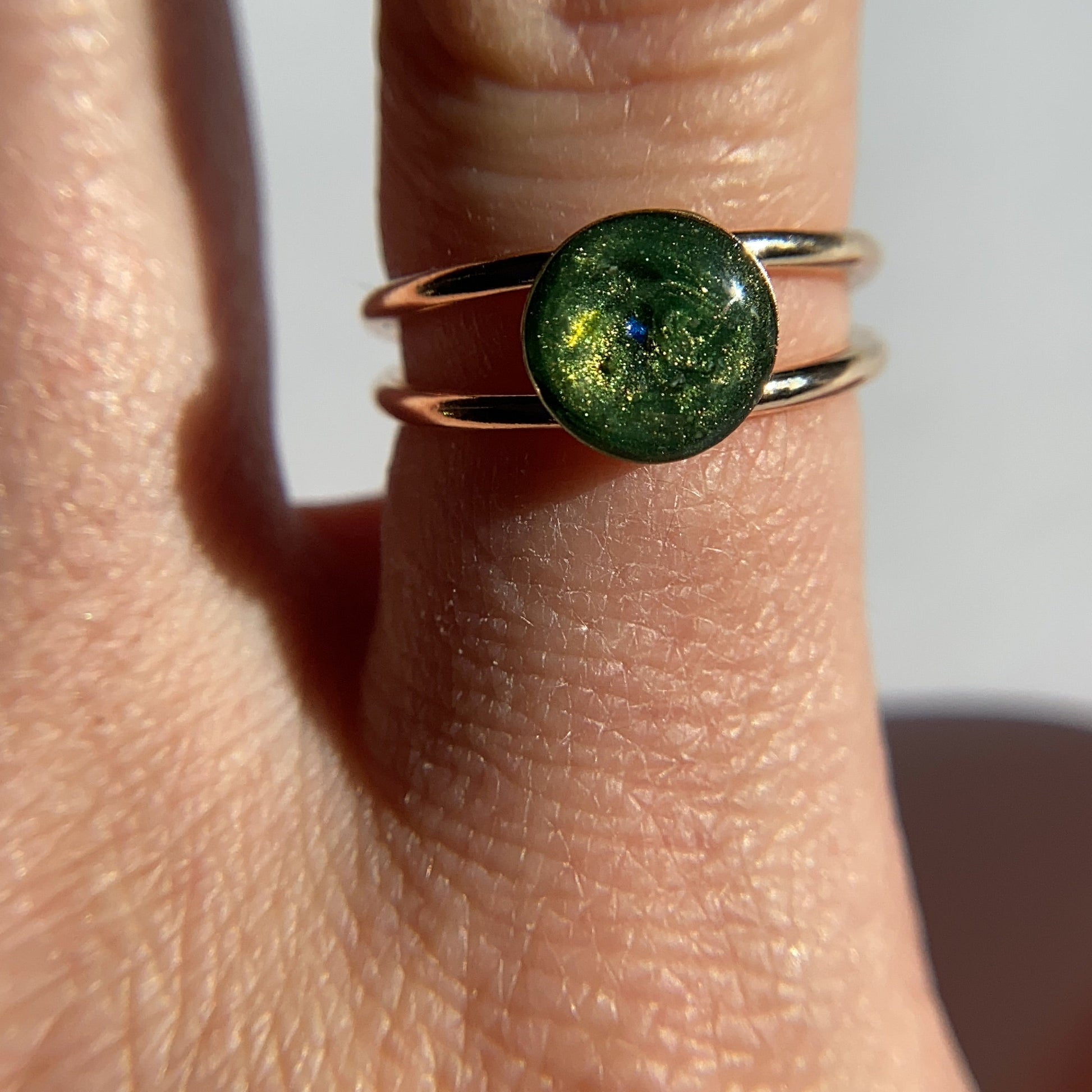 cremation ash round double band ring