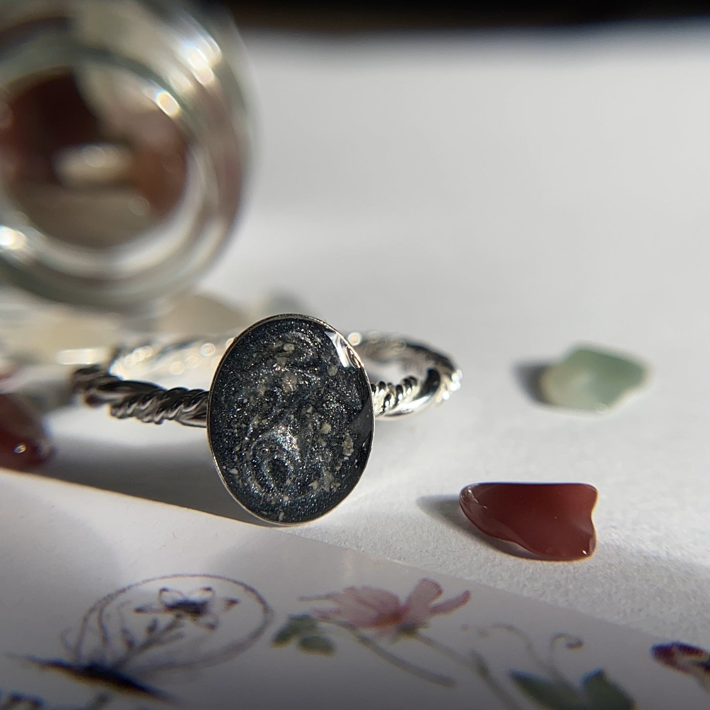 cremation ash twisted rope ring keepsake in sterling silver